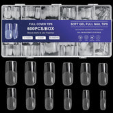 AORAEM square nail tips full cover for DIY manicure and long-lasting wear