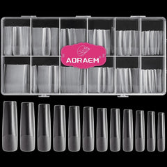 AORAEM XXL square clear nails kit with case for organized 240 tips