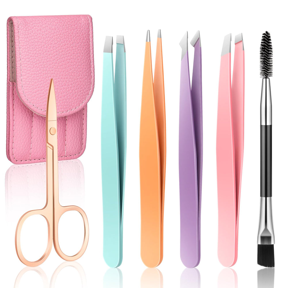 Aosnare tweezers set overview showing the complete grooming kit for precision