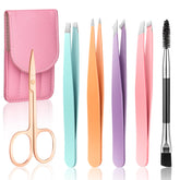 Aosnare tweezers set overview showing the complete grooming kit for precision