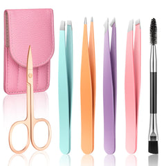 Aosnare tweezers set overview showing the complete grooming kit for precision