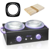 AOWOSA double pot wax warmer front view for dual wax sessions.