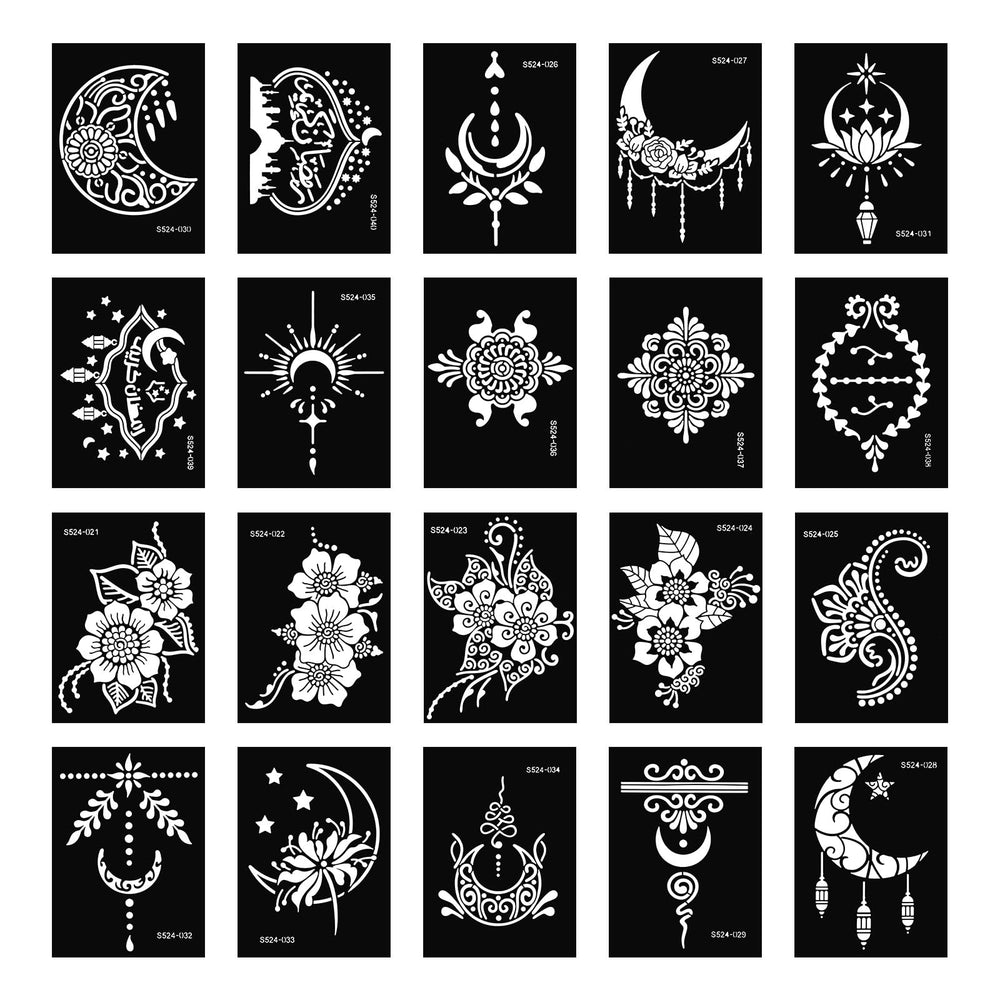 Apausvcm mehndi moon stencil for temporary tattoos with bold lines
