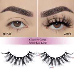 APCYUST 5D faux mink fluffy lashes showing voluminous yet soft look.
