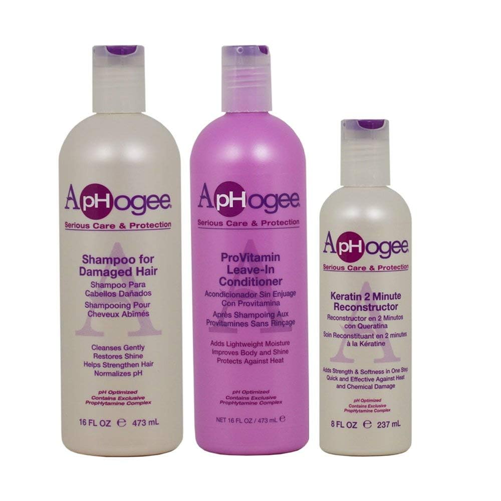 Aphogee Shampoo for Damaged Hair cleanses while protecting color and enhancing shine.