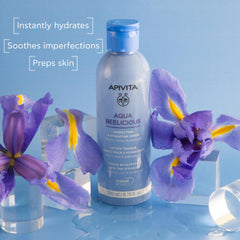 APIVITA Aqua Beelicious toner pour demonstrates quick hydration with each spritz.