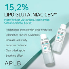 APLB Glutathione Niacinamide Facial Toner dispensing mist—quick, refreshing application.