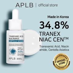 Close-up of dropper releasing APLB Tranex NIAC Cen serum for targeted brightening