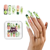 Appife green jelly gradient nails with 3D flowers and butterflies for daily wear.