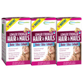 Applied Nutrition Longer Stronger Hair & Nails bottle front promotes a simple daily beauty routine.