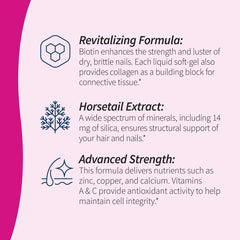Applied Nutrition Longer Stronger Hair & Nails soft gels pour shows easy daily dosing.