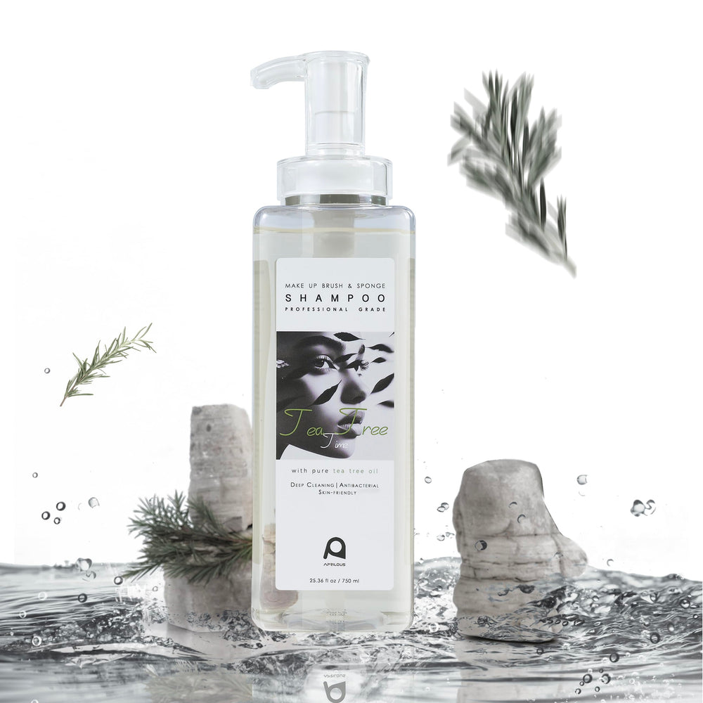 Aprilous makeup brush cleaner bottle highlights a large value size for frequent tool cleaning.