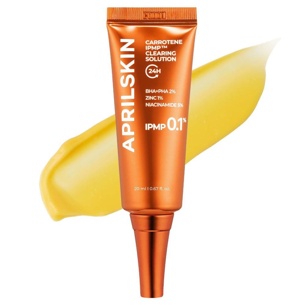 APRILSKIN Carrotene IPMP Clearing Solution bottle, ideal for rapid blemish care on the go.