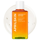 APRILSKIN Carrotene IPMP exfoliating body wash bottle for daily exfoliation and smoother skin.
