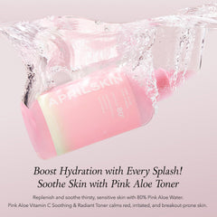 APRILSKIN Pink Aloe Vita Toner cap close-up emphasizing hygienic design for easy, mess-free use.