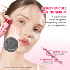 APRILSKIN Spicule serum on skin shows smooth application and tone support