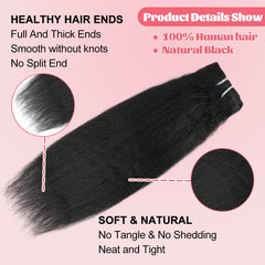 A close look at Aqifai clip-in wefts totaling 110g for fuller head effect.