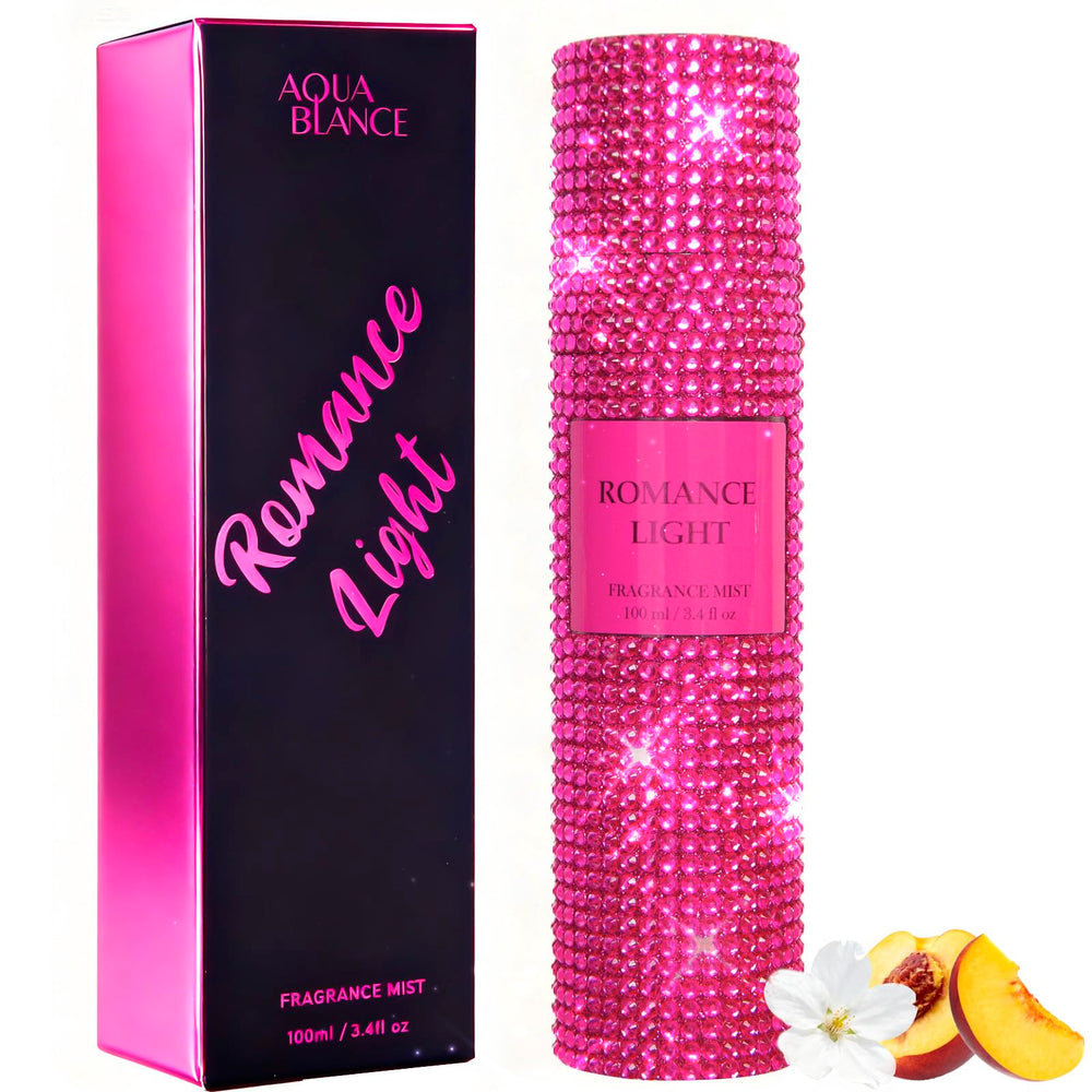 Aqua Blance Romance Light bottle with rhinestones offering daily elegance.