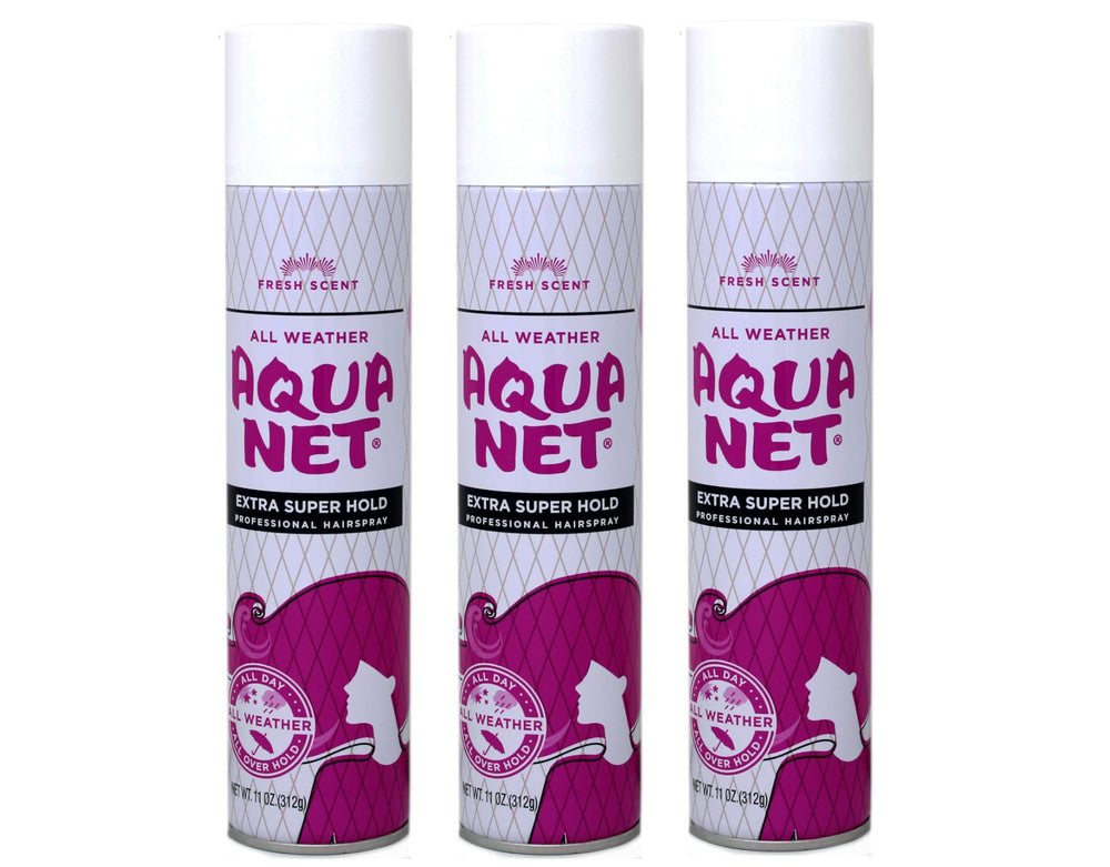 Aqua Net Professional Hair Spray bottle angled to show strong hold for all-day style.