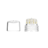 AQUAPEN beauty replacement head with microneedle tip offers precise application on threaded glass vials.