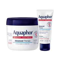 Aquaphor Healing Ointment jar close-up for versatile dry skin protection.