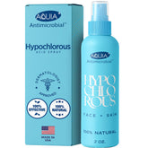Aquia Hypochlorous Spray on a clean face for gentle cleansing and skin support.