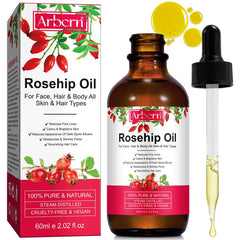ar-bcrn rosehip oil face bottle promotes radiant, nourished skin daily.