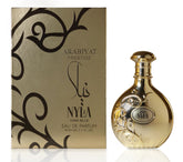 Nyla Vani-Elle bottle with gold cap, exuding luxury for evening wear.