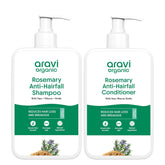 Aravi Organic Rosemary Shampoo bottle pour showing gentle cleansing for scalp care