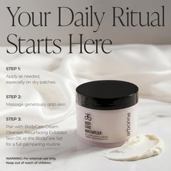 Arbonne BodyCare Moisturizer ingredients shot featuring omega oils and shea.