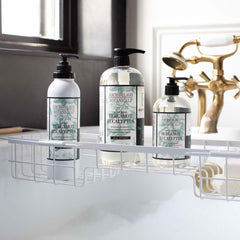Archipelago Botanicals Bergamot Eucalyptus Lotion application shows creamy texture for soft skin.