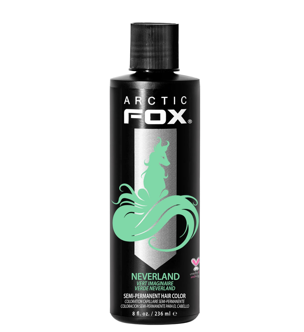 ARCTIC FOX Neverland bottle pour showing pastel mint color for easy application