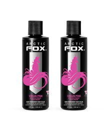 Arctic Fox Virgin Pink dye bottle for bold color on light brown hair.