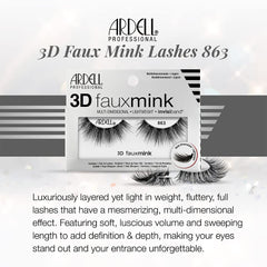 Ardell 3D Faux Mink 863 lashes show multi-dimensional texture for depth