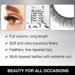 Ardell 3D Faux Mink Lashes demi Wispies close-up, tapered fibers for realism.