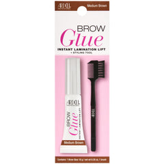 Ardell Brow Glue Medium Brown styling brush for precise, all-day shaping.