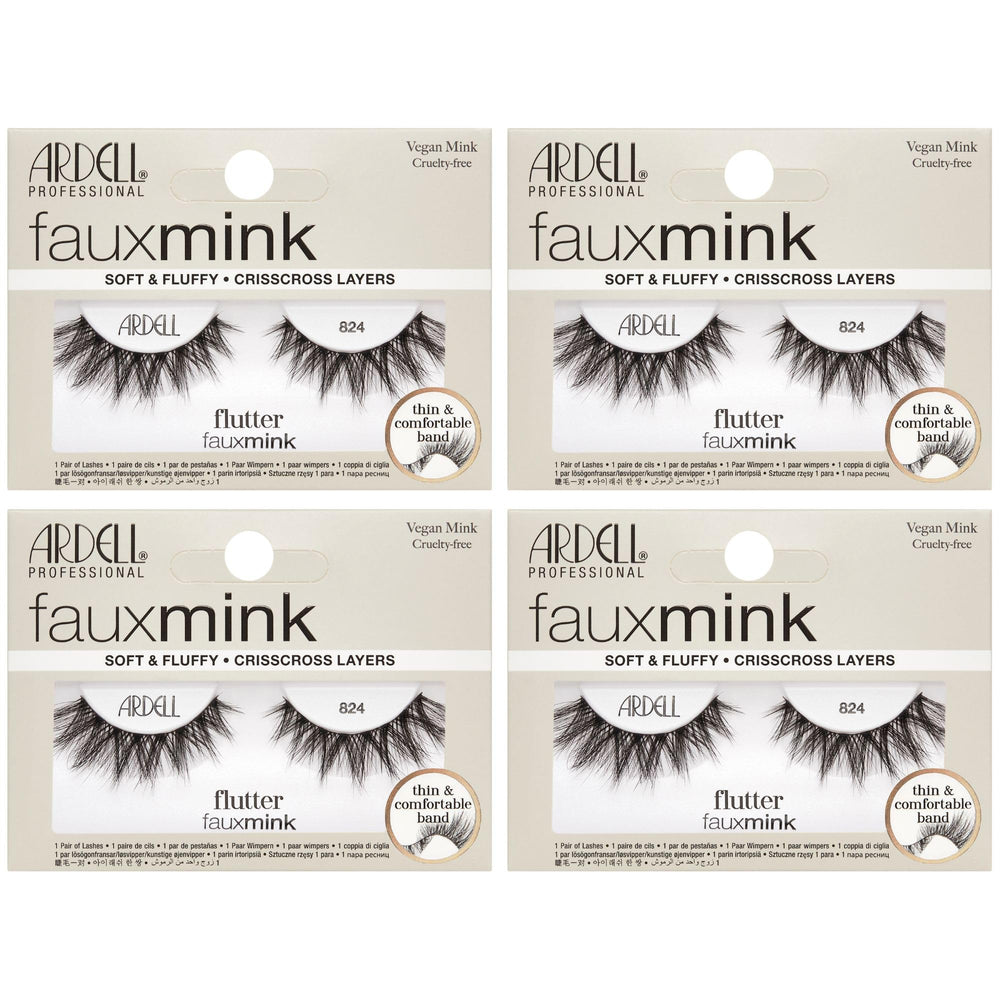 Ardell Faux Mink Wispies 824 cat-eye lashes for a lightweight, fluttery look and easy-to-apply.