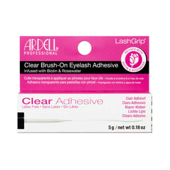 Ardell LashGrip Clear brush-on eyelash adhesive bottle demonstrates long-lasting, latex-free hold.