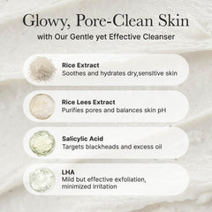 ARENCIA rice cake cleanser with LHA illustrates gentle exfoliation.