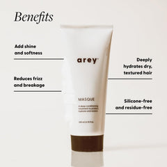 Arey Masque ingredients jar with apricot kernel oil for nourishment