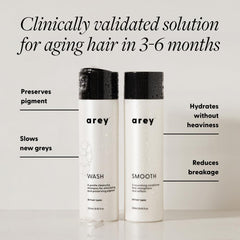 Arey Shower Duo conditioner bottle—smooth conditioner reduces breakage and boosts hydration.