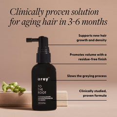Arey To The Root Serum being applied to the scalp during a soothing routine