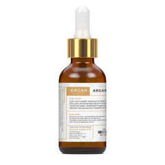 Argan Cosmetics Argan Oil label close-up highlights purity and unscented formula.
