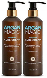 Argan Magic Defining Curl Cream 2-pack bottle for defined, frizz-free curls.