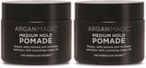 Argan Magic pomade bottle with argan oil for conditioning and shine.