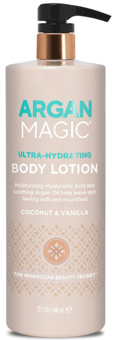 Argan Magic ultra-hydrating lotion bottle delivering rich moisture for dry skin