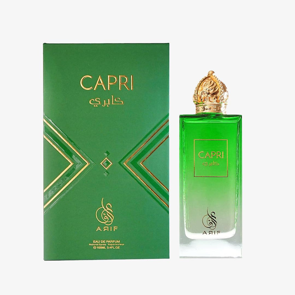 ARIF Capri perfume bottle front view showcasing elegant design for daily wear.