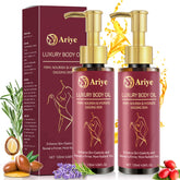 ARIYE Glow-Remedy Body Firming Oil bottle showing hydrating formula for dry skin care