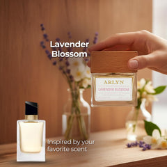 ARLYN Lavender Blossom top notes bottle scene plum and peach aura