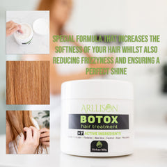 Arllison Botox Hair Treatment delivers shine to dull strands.